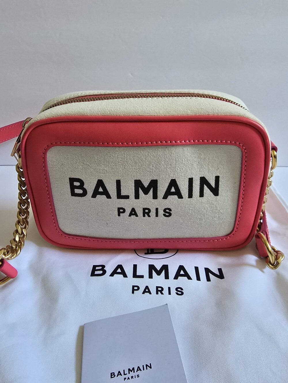 Balmain B-Army Small Camera Bag Natural Cream Pink
